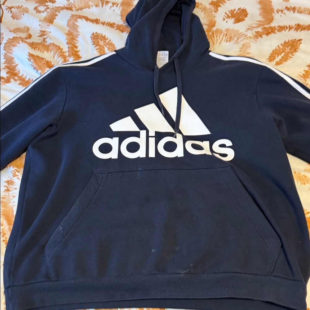 Adidas Dark Blue Hoodie with White Accents